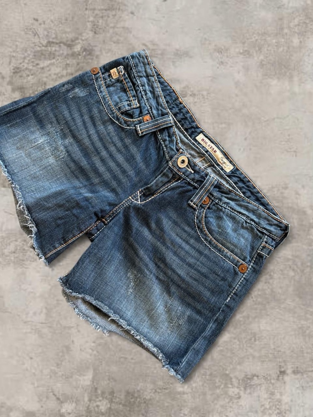 Big Star Blue Frayed Hem Denim Shorts - Picture 7 of 8